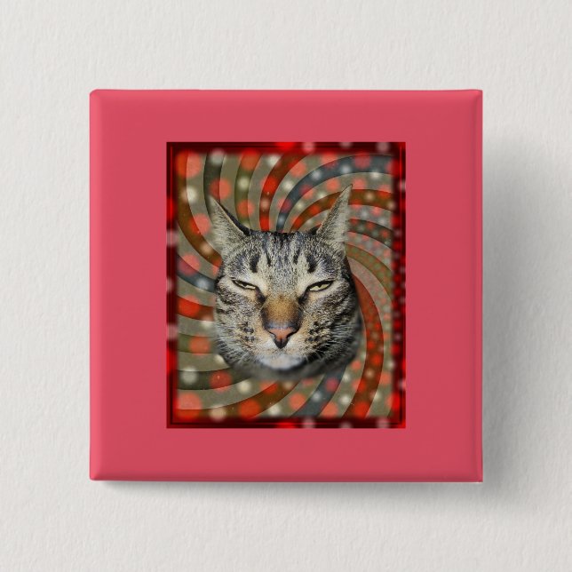 Badge Carré 5 Cm Chat cool - VOUS ACCEPTEZ Votre Cadeau ! (Devant)