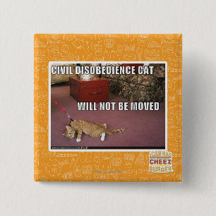 Badge Carré 5 Cm Chat de désobéissance civile