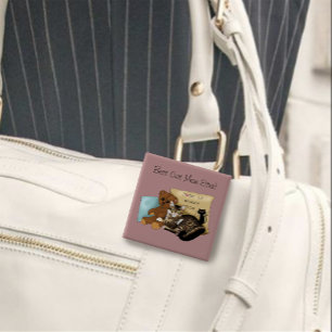 Badge Carré 5 Cm Chat de la Fête des Mères