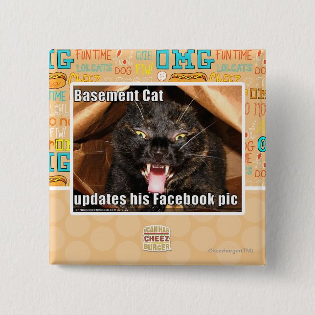 Badge Carré 5 Cm Chat de sous-sol (Devant)
