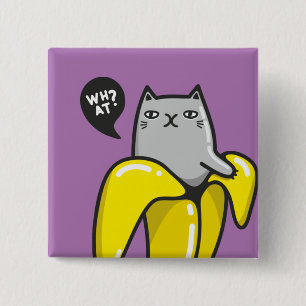 Badge Carré 5 Cm Chat en banane