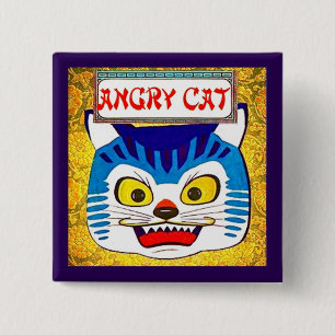 Badge Carré 5 Cm Chat en colère