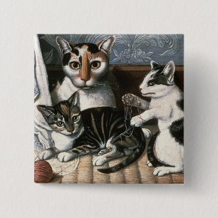 Badge Carré 5 Cm Chat et chatons, c.1872-1883