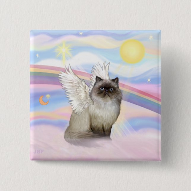 Badge Carré 5 Cm Chat Himalayen pointe chocolat Ange (Devant)