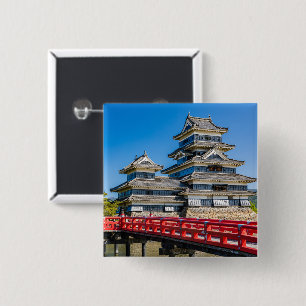Badge Carré 5 Cm Château de Matsumoto et pont
