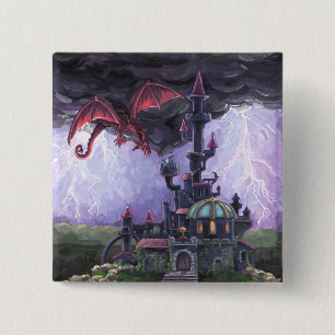Badge Carré 5 Cm Château du Dragon