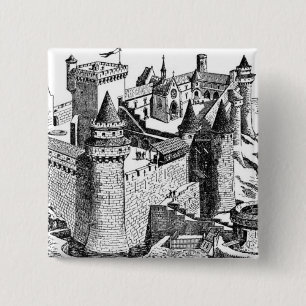 Badge Carré 5 Cm Château médiéval