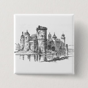 Badge Carré 5 Cm Château médiéval