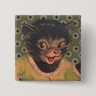 Badge Carré 5 Cm Chaton mignon Chat vintage Images de chat noir