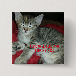 Badge Carré 5 Cm Chaton tabby gris boop mon nez