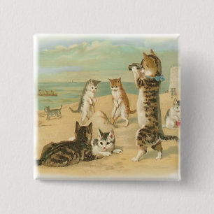 Badge Carré 5 Cm Chatons de plage
