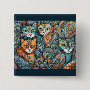 Badge Carré 5 Cm chats apaisants 2 bouton