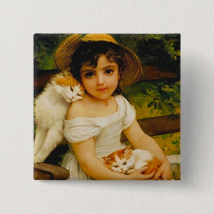 Badge Carré 5 Cm Chats Art Déco