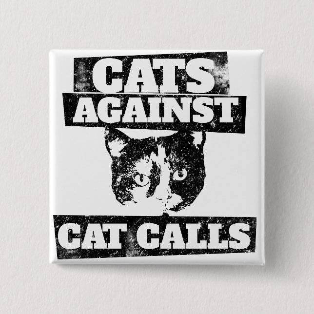 Badge Carré 5 Cm Chats contre les appels de chat (Devant)