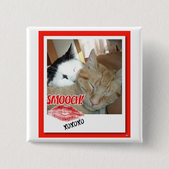 Badge Carré 5 Cm Chats de la Saint Valentin (Devant)