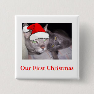 Badge Carré 5 Cm Chats de Noël