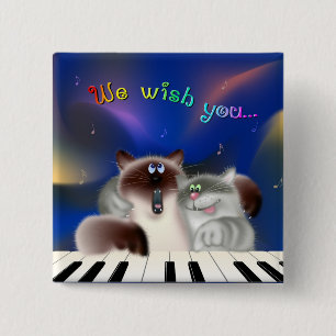 Badge Carré 5 Cm Chats en piano