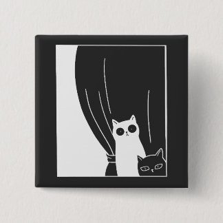Badge Carré 5 Cm Chats noir et blanc  