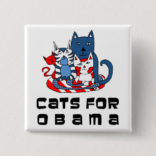 Badge Carré 5 Cm Chats pour Obama