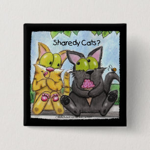Badge Carré 5 Cm Chats Sharedy - Silencieux et pourri