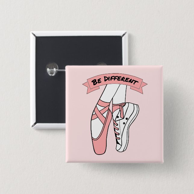 Badge Carré 5 Cm Chaussures en Ballet Rose (Devant & derrière)