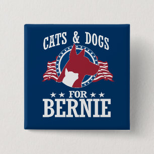 BADGE CARRÉ 5 CM CHAUSSURES ET CHIENS POUR BERNIE SANDERS