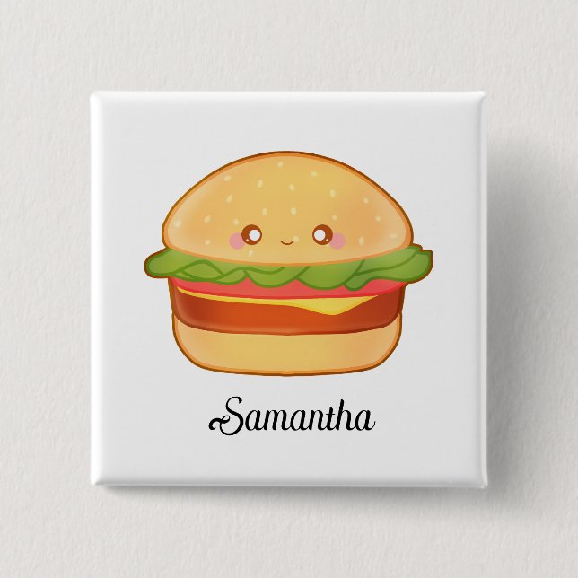 Badge Carré 5 Cm Cheeseburger (Devant)