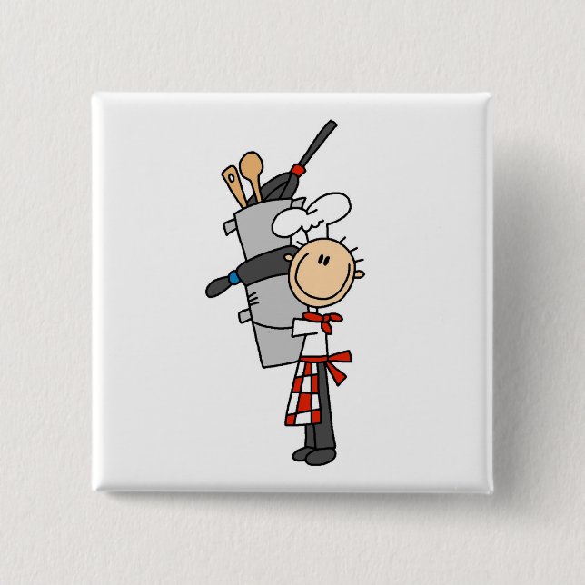 Badge Carré 5 Cm Chef avec pots et pots (Devant)