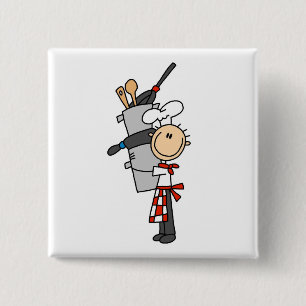 Badge Carré 5 Cm Chef avec pots et pots