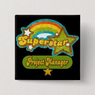 Badge Carré 5 Cm Chef de projet de superstar