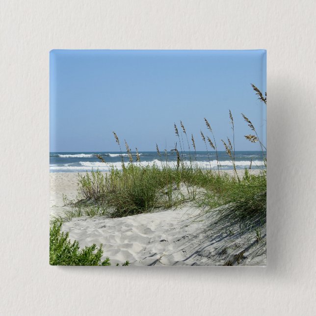 Badge Carré 5 Cm Chemin vers l'île de Mer-Ocracoke (Devant)