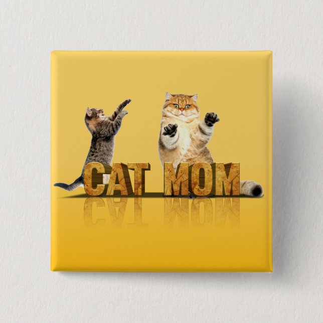 Badge Carré 5 Cm Chemise de chat drôle | cadeau maman chat | maman  (Devant)