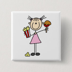 Badge Carré 5 Cm Chemises et Cadeaux de Popcorn et Barbe à Papa