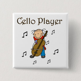 Badge Carré 5 Cm Chemises et Cadeaux pour Fille au Violoncelle en B