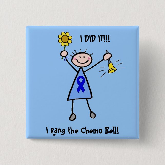 Badge Carré 5 Cm Chemo Bell - Colon Cancer Woman (Devant)