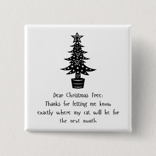 Badge Carré 5 Cm Cher Arbre, Mon Chat Dit Merci ! 😺 🎄