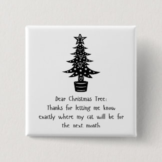 Badge Carré 5 Cm Cher Arbre, Mon Chat Dit Merci ! 😺 🎄