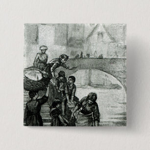 Badge Carré 5 Cm Chercher l'eau de la rivière