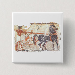 Badge Carré 5 Cm Cheval et Chariot