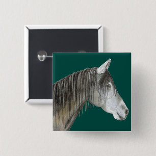 Badge Carré 5 Cm Cheval gris