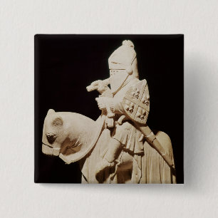 Badge Carré 5 Cm Chevalier dans l'armure sur son cheval