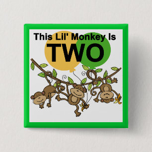 Badge Carré 5 Cm Chevaliers et Dons de 2e anniversaire Swing Monkey