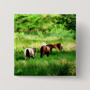 BADGE CARRÉ 5 CM CHEVAUX