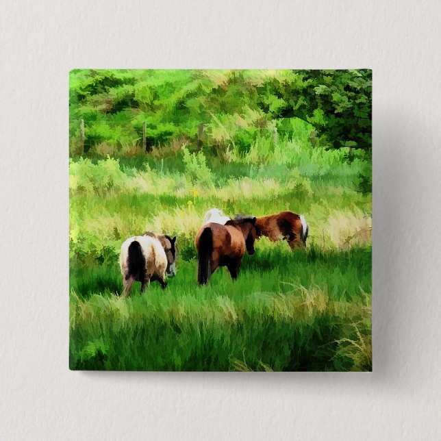 BADGE CARRÉ 5 CM CHEVAUX (Devant)