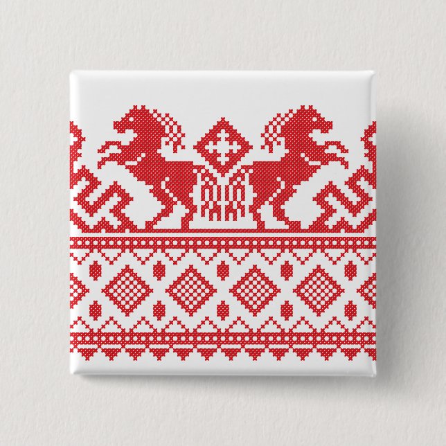 Badge Carré 5 Cm Chevaux d'élevage (Devant)