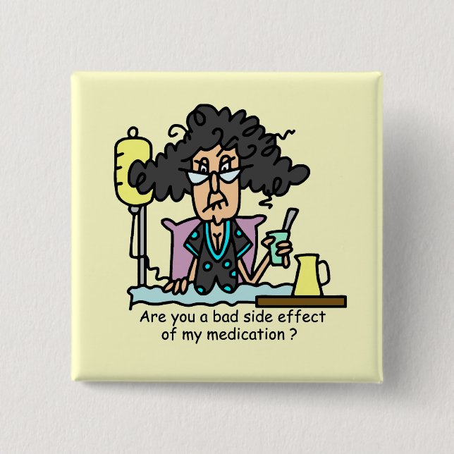 Badge Carré 5 Cm Cheveux foncés d'effet secondaire de médicament (Devant)