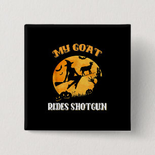 Badge Carré 5 Cm Chèvre Shotgun Effrayant Halloween