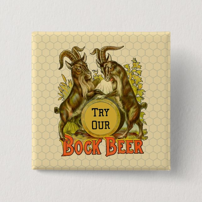 Badge Carré 5 Cm Chèvres Bock Bière Publicité (Devant)