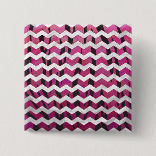 Badge Carré 5 Cm Chevron Tiger rose chaud et noir
