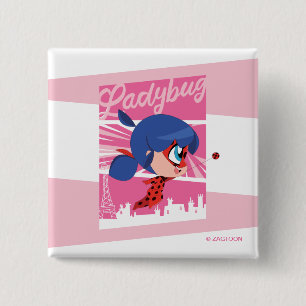 Badge Carré 5 Cm Chibi Ladybug à Paris
